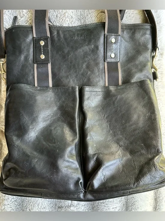 Coach F70558 Black Heritage Web Foldover Leather Messenger Bag - Picture 5 of 10